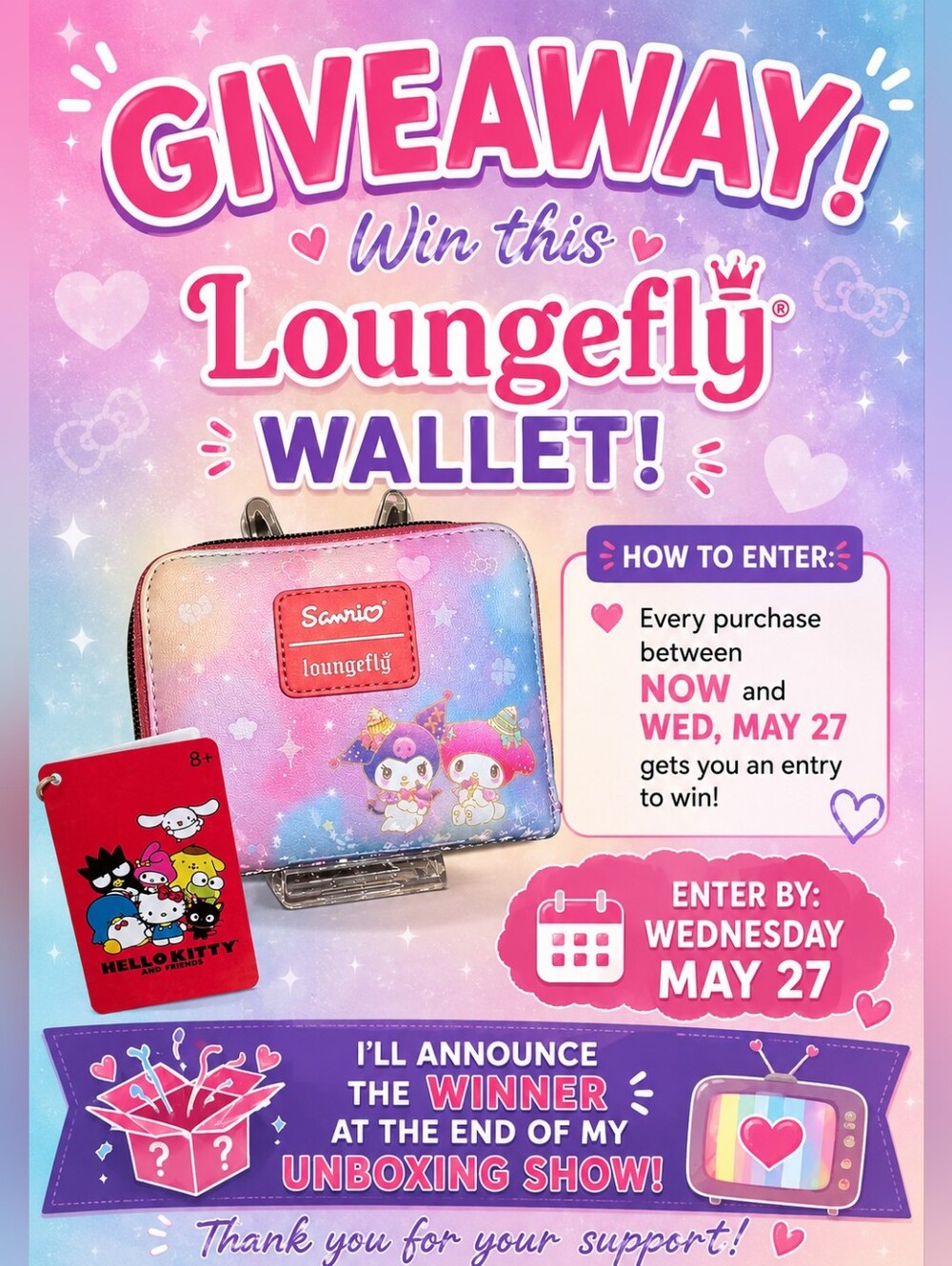 Loungefly Sanrio Wallet Giveaway on May 27th